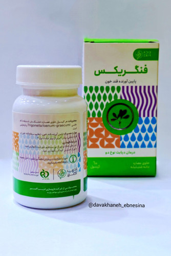 کپسول فنگریکس ادیب اکسیر جهت کاهش قند خون و کمک به درمان دیابت نوع دو مصرف میشود. این محصول حاوی عصاره شنبلیله بوده و با مکانیسم تحریک آزادسازی انسولین از لوزالمعده عمل مینماید.